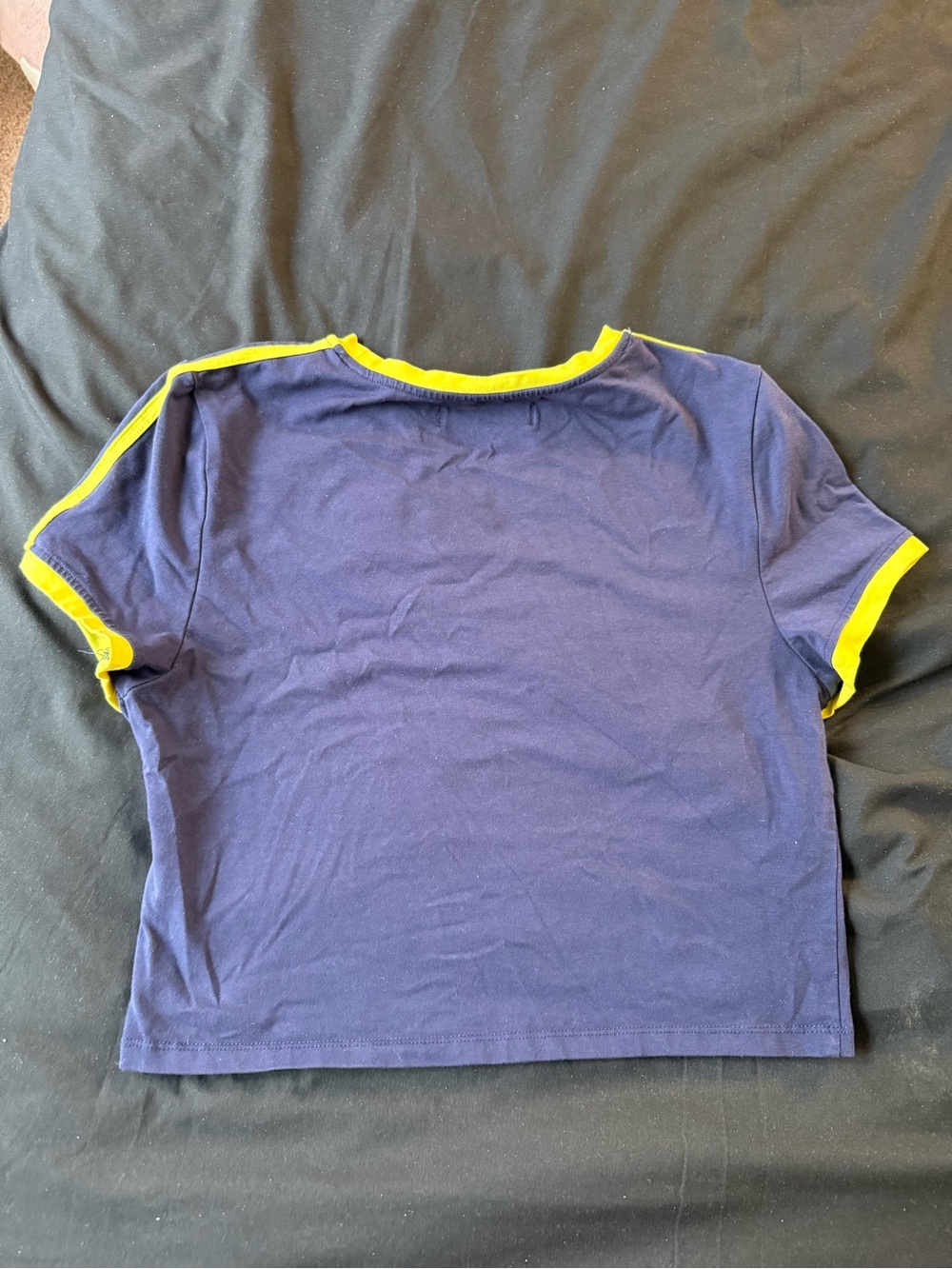 AKIRA Navy Crop Tee with Yellow Trim - Picture 2 of 3
